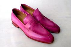 TucciPolo Luma Classic Elegant Pink Italian Leather Mens Luxury Loafer Handmade Shoe. A classic and elegant loafer in Pink calfskin. Finished with a smooth trim, and prominent seams on the upper, comes complete with a leather sole. Leather : CalfskinColor: Pink This is a made-to-order product. Each pair will be made upon receipt of order and shipped in approximately 15 days. Because our shoes are hand-painted and couture-level creations, each shoe will have a unique hue and polish, and exactly a Elegant Pink Loafers With Rubber Sole, Classic Pink Slip-on Loafers, Pink Classic Slip-on Loafers, Classic Pink Loafers With Rubber Sole, Classic Pink Loafers With Leather Sole, Classic Pink Loafers With Round Toe, Pink Formal Loafers With Leather Sole, Luxury Pink Loafers For Formal Occasions, Pink Leather-sole Loafers For Formal Occasions