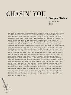 the cover for chasing you by morgan wallen, featuring an image of a guitar