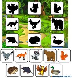 an animal shadow matching game for kids