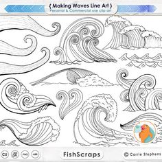 the coloring page for making waves line art