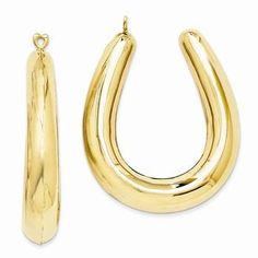 Metal: 14k Yellow GoldLength:37 mmWidth:7 mmCharm/Element Length: 36 mmCharm/Element Width: 7 mmFree U.S. Shipping for orders over $99 Protected by our 30-Day Risk Free Returns! Luxury Contemporary Yellow Gold Hoop Earrings, Luxury Yellow Gold Drop Hoop Earrings, Earring Jackets, Gold Polish, Ladies Dress Design, Earrings For Women, 30 Day, Women's Earrings, Dangle Drop Earrings