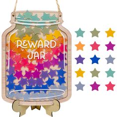 a jar with the words reward jar surrounded by stars