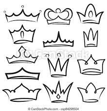 black and white crowns drawn by hand