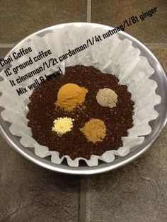 a paper plate with some food in it on the ground next to a tile floor