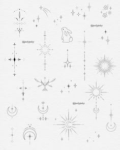 the stars and moon symbols are drawn in black ink