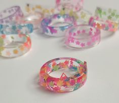 Multicolor Flower-shaped Wedding Rings, Types Of Ring Bands, Cute Multicolor Ring Jewelry, Handmade Multicolor Cute Rings, Handmade Cute Multicolor Rings, Cute Multicolor Handmade Rings, Cute Multicolor Round Rings, Multicolor Flower Ring As A Gift, Colorful Handmade Rings For Gifts