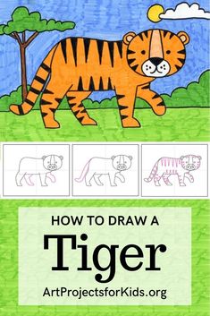 how to draw a tiger for kids with step - by - step instructions and pictures