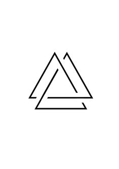 a black and white triangle logo on a white background