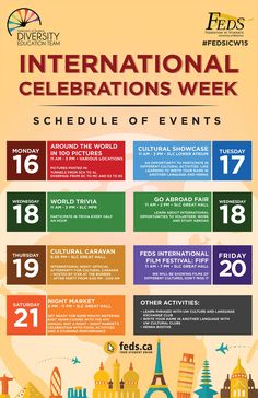 the international celebrations week schedule is shown