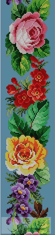 a cross stitch pattern with flowers on it