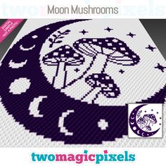 a cross stitch pattern with the moon and stars on it