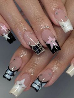 Painting Nails, Fake Nails Long, Nagel Tips, Nails Winter, Coffin Press On Nails, Y2k Nails, Fake Nails With Glue, Almond Acrylic Nails, Stick On Nails