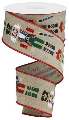 a roll of ribbon with different designs on it