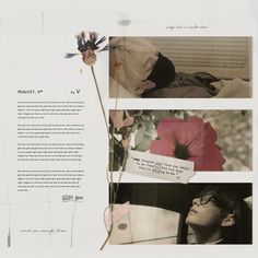 a collage of photos with flowers and words on them, including an image of a man