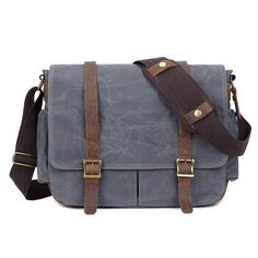 Waxed Canvas DSLR Camera Messenger Bag Waterproof Vintage Gray Canvas Shoulder Bag With Adjustable Strap, Outdoor Crossbody Satchel With Adjustable Strap, Leather Camera Bag With Adjustable Strap For Outdoor, Outdoor Leather Camera Bag With Adjustable Strap, Outdoor Satchel Shoulder Bag With Adjustable Strap, Outdoor Waxed Finish Crossbody Shoulder Bag, Gray Canvas Bag With Adjustable Strap For Travel, Gray Canvas Travel Bag With Adjustable Strap, Canvas Crossbody Laptop Bag With Adjustable Strap