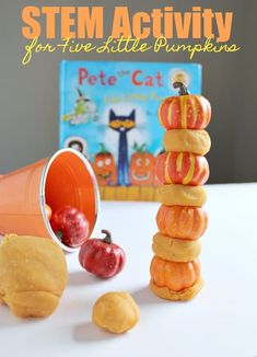 Stacking Pumpkins Activity : A Fall STEM Activity for Kids via @educatorsspinon Pumpkin Playdough, Stacking Pumpkins, Fall Stem Activities, Pumpkins Preschool, Kids Stem Activities, Pumpkin Unit, Stem Activities Preschool, Five Little Pumpkins, Halloween Stem