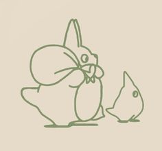 a drawing of a bunny and a fish