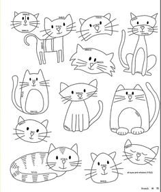 an image of cats that are drawn in the style of children's drawing book