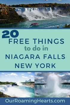 niagara falls with text overlay that reads 20 free things to do in niagara falls new york