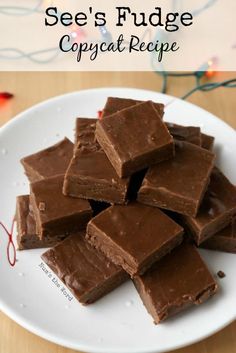 chocolate fudge copycat recipe on a white plate