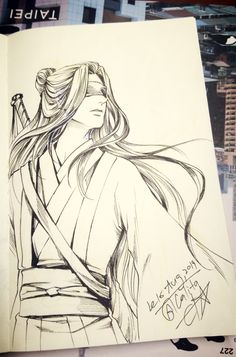 Untamed Anime Art, Mdzs Drawing, Anime Drawing Black And White, The Untamed Drawing, Anime Pen Art, Untamed Drawing, Manga Style Drawing, Anime Sketch Ideas