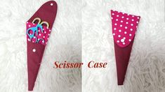 two pictures of scissors in the shape of an umbrella with polka dots and letters on it