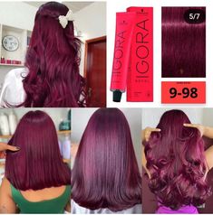 Dark Cherry Hair, Pelo Color Borgoña, Pink Purple Hair, Hair Projects, Cherry Hair, Beauty Mark, Dull Hair