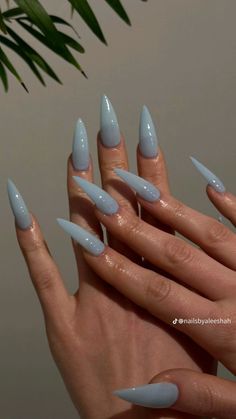 Stiletto Acrylic Nails, Blue Stiletto Nails, Stilleto Nails Designs, Soft Nails, Square Acrylic Nails, Manicure Y Pedicure, Fire Nails, Classy Nails, Funky Nails