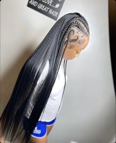 Braids In The Front Weave In The Back Straight, Braids With Tracks In The Back, Quick Weave Braids, Quickweave Hairstyles For Black Women, Braids In The Front Weave In The Back, Short Box Braids Hairstyles, Weave Ponytail Hairstyles, Black Ponytail Hairstyles, Feed In Braids Hairstyles