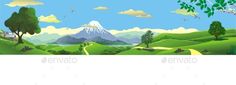 a landscape with mountains and trees in the foreground - landscapes nature / animals characters