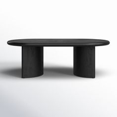 an oval table with two black bases