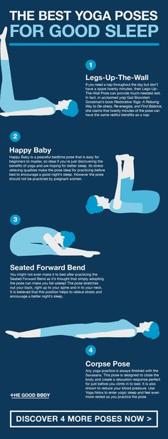 the best yoga poses for good sleep info poster with instructions on how to do it