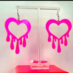 Brand New Acrylic Earrings. They Are Large Transparent Neon Pink Melting Heart Earrings. These Are Perfect For Valentines, Halloween Or Any Punk Outfit. Punk Heart-shaped Earrings, Punk Heart-shaped Pierced Earrings, Trendy Pink Heart Earrings Pierced, Trendy Pierced Heart Earrings For Party, Punk Heart-shaped Earrings For Gifts, Punk Style Heart Shaped Earrings For Gift, Punk Style Heart Earrings For Gift, Punk Heart Earrings As A Gift, Punk Style Heart-shaped Earrings As Gift