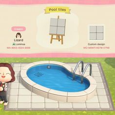 an animal crossing character is sitting in front of a pool