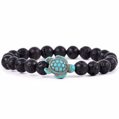 Give friends and family meaningful jewelry with a mission. This bracelet from Fahlo is enhanced with an assigned real sea turtle to track online. A portion of all proceeds is donated to the Sea Turtle Conservancy. Help save the sea turtles with a beautiful lava stone beaded bracelet with sea turtle charm and learn your turtle's name, size and get their picture. Each bracelet comes with a different real wild animal to track on your phone, tablet or computer. | Stretch bracelet features turtle and Black 8mm Beads Beach Jewelry, Black Beach Jewelry With 8mm Beads, Black Beaded Jewelry For Beach, 8mm Beads, Casual Hand-strung Jewelry For Meditation, Casual Hand-strung Beaded Bracelets With Lava Stone, Casual Hand-strung Lava Stone Beaded Bracelets, Casual Adjustable Lava Stone Beaded Bracelets, Adjustable Lava Stone Beaded Bracelets, Casual Beach Jewelry With 8mm Beads