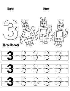 Free Number 3 Tracing Page for Preschool