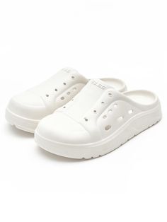 23.65 presents shoes that can elevate your daily looks.- Cushioning and elastic slides- Light and comfortable to wear- Breathable side design point- Four-hole lace up detail Breathable Casual Slides With Round Toe, Casual Breathable Slides With Round Toe, Low-top Clogs With Rubber Sole For Spring, Casual Synthetic Slide Slip-ons, Spring Low-top Clogs With Rubber Sole, White Sporty Clogs For Summer, Sporty White Clogs For Summer, Casual Slip-on Slides With Flat Heel, Casual Low-top Summer Clogs