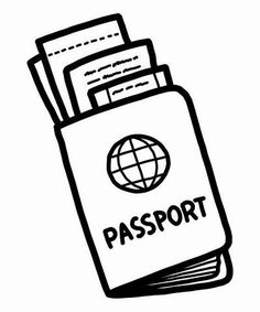 a black and white drawing of a passport bag with the word passport written on it