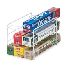 Tidy up your kitchen drawers and cabinets with help from this kitchen wrap organizer. Keep your various rolls and boxes of kitchen supplies atop this white steel rack, and find the items you need quickly as you cook. Kitchen Wrap Organizer, Kitchen Wrap, Single Shelf, Kitchen Pantry Storage, Kitchen Organization Pantry, Freezer Bags, Organized Living, Pantry Shelf, Storage Stand