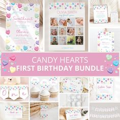 candy hearts first birthday bundle for girls