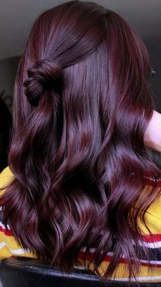 Dark Plum Hair Color, Cherry Red Hair Color, Dark Plum Hair, Pelo Color Borgoña, Red Purple Hair, Red Violet Hair