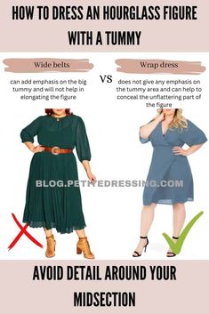 Hourglass Figure Dress, Hourglass Fashion, Hourglass Dress, Belted Wrap Dress, Fashion Mistakes, Style Mistakes