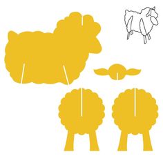 an image of sheep cut out from the paper with different shapes and sizes to make it look