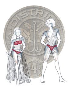 two women in swimsuits standing next to each other with an emblem behind them