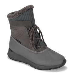 Bandie Waterproof Cold Weather Boot - Dark Grey Suede | Baretraps Wide Width Sandals, Toe Loop Sandals, Cold Weather Boots, Zipper Boots, Wide Calf Boots, Comfortable Boots, Famous Footwear, Grey Suede, Boots Knee