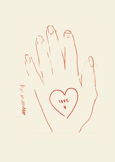 a drawing of two hands holding a heart