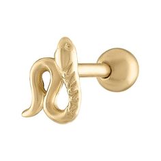 an image of a pair of gold earrings with snake design on the front