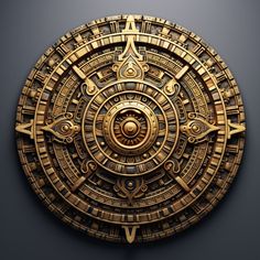 an intricately designed golden clock face on a dark background