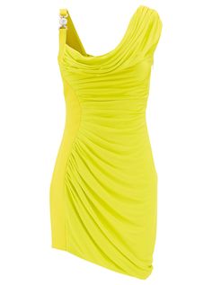 Composition: 100% Viscose | Versace Women's Coctail Dress in Yellow | SS24 Coctail Dresses, Versace Dress, Top Designer Brands, Gianni Versace, High End Fashion, Dress Codes, Fashion Item, Fashion News, Versace