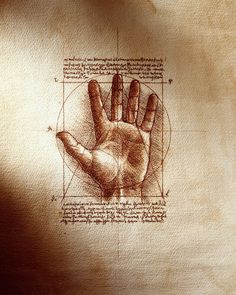 a drawing of a hand on top of a piece of paper